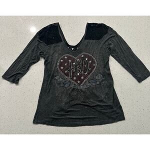 Harley-Davidson heart rhinestone shirt Size XL